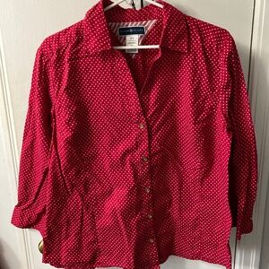 Karen Scott Polka dot Red blouse size XL
